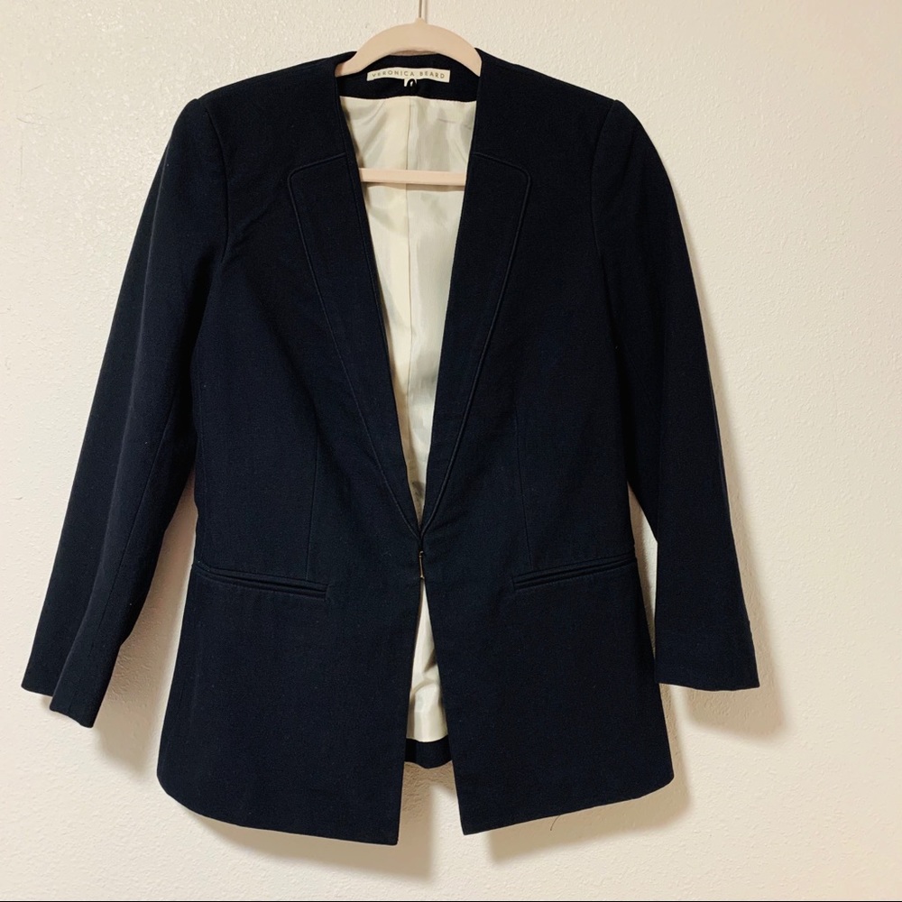 Veronica Beard Removable Collar Nancy Blue Blazer